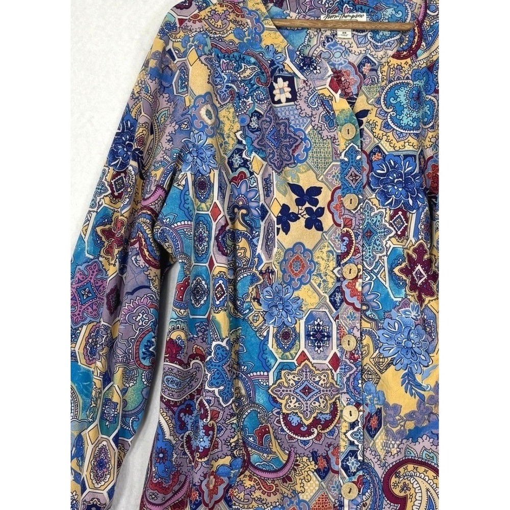 Norm Thompson Escape From The Ordinary Top Womens 2X‎ Paisley Button Up
